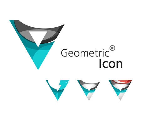 Set of abstract geometric company logo triangles, arrows