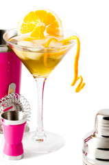 orange with pink cocktail shaker