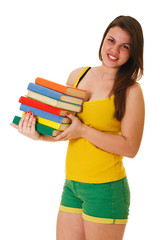 Young student  holding books