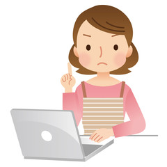 女性　パソコン　主婦　注意