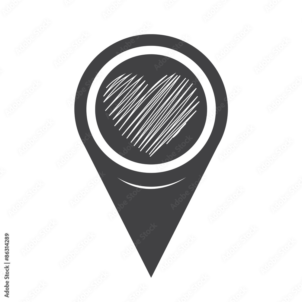 Poster map pointer heart icon