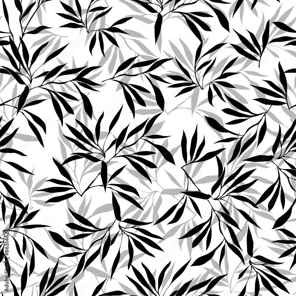 Poster bamboo leaf background. floral seamless texture with leaves.