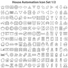 Schwarze Hausautomatisierungssymbole in Liniendarstellung Teil 1 © iconshow