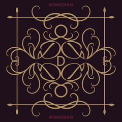 Set of monogram letter retro vintage badges, ribbons and labels