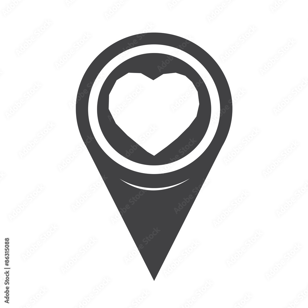 Poster map pointer heart icon