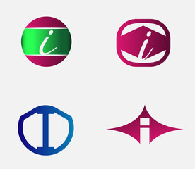 Set of letter I logo icons design template elements