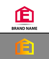 Letter e logo with home icon
