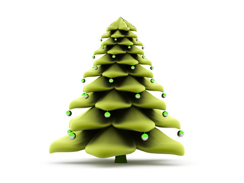 Green Abstract Christmass Tree On White