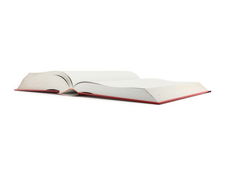 Blank opened book rendered on white