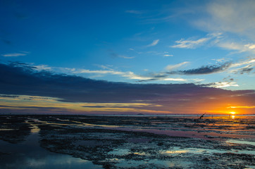 Fototapeta na wymiar sunrises in the morning sky, clouds and beautiful sea 