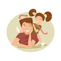 Happy father and daughter. Vector Illustration