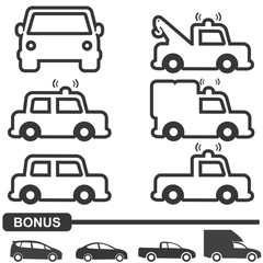 car icons  line vector illustration