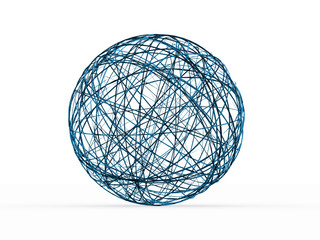 Blue abstract sphere with lines rendered