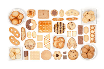 cookies and biscuits on white background 