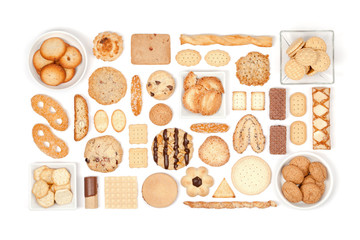 cookies and biscuits on white background 