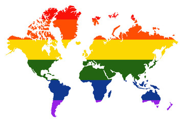 Obraz premium LGBT flag on outline map