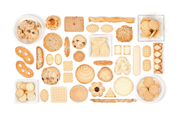 cookies and biscuits on white background 