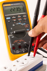 Digital multimeter measuring voltage