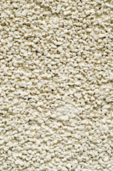 Ecru plaster from pebbles on wall closeup