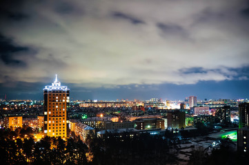 City at night, panoramic scene