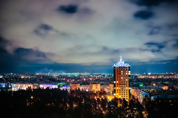 City at night, panoramic scene