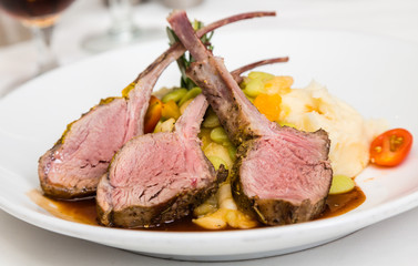 Lamb Chops on Vegetables