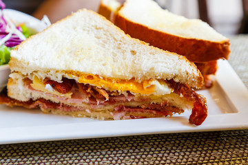 Close up of club sandwich