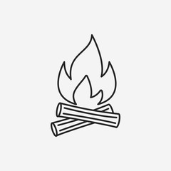 camp fire line icon