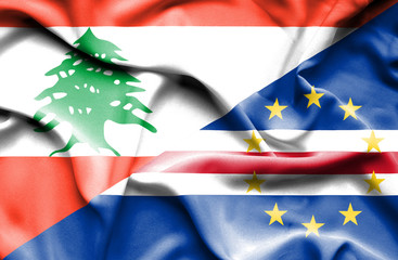 Waving flag of Cape Verde and Lebanon