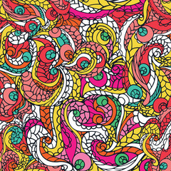 Multicolor Abstract swirl ethnic seamless pattern