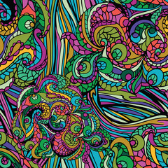 Multicolor Abstract ethnic swirl  seamless pattern