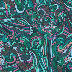 Multicolor Abstract ethnic swirl  seamless pattern,ornament