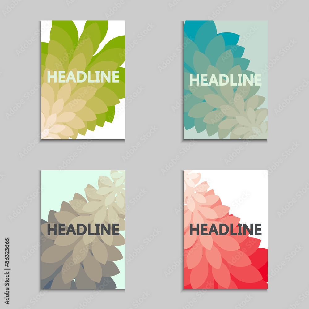 Poster set of folder design with flower on the background