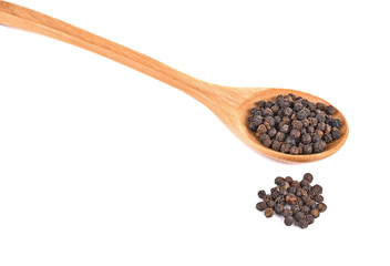 Black pepper spoon  isolated on white background