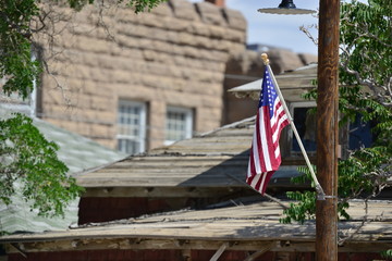 The Stars and Stripes on the building in Goldfield, Nevada.