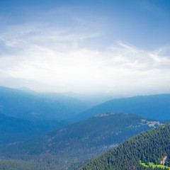 mountain in a blue mist