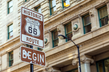 Route 66-bord in Chicago