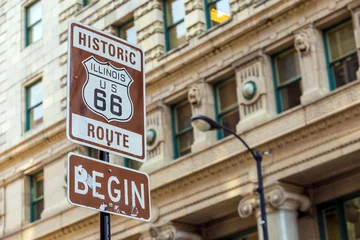 Deurstickers Route 66 Route 66-bord in Chicago