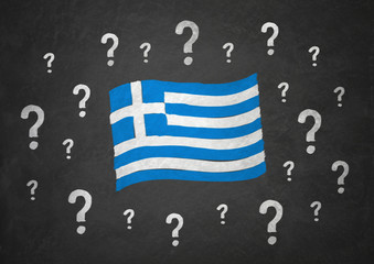 Griechenland, Tafel Fragezeichen - obrazy, fototapety, plakaty