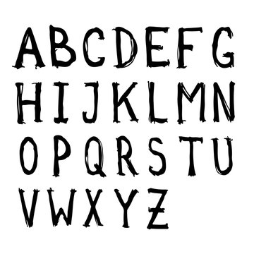 Watercolor Hand Written Alphabet. ABC Painted Font Letters. 