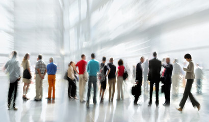 group of people in the lobby business center