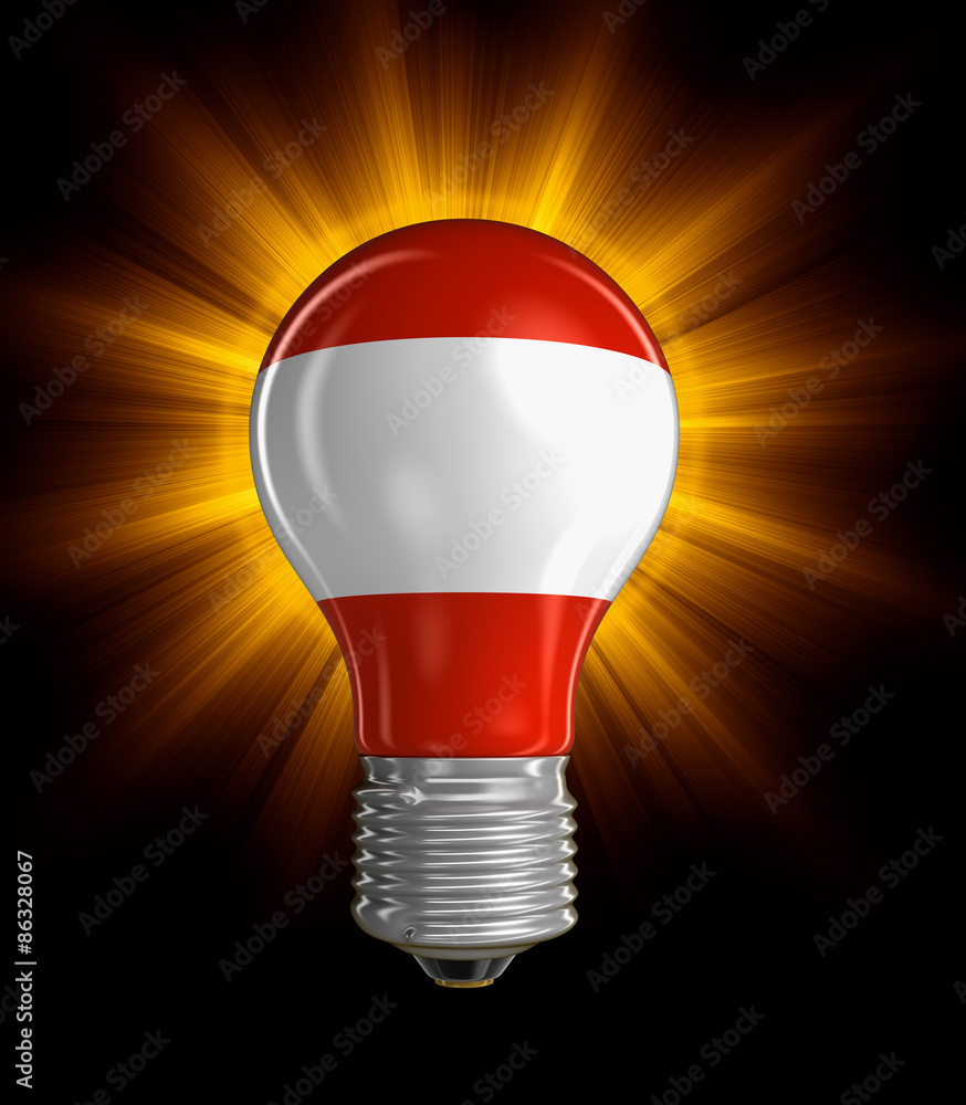 Poster light bulb with austrian flag (clipping path included)