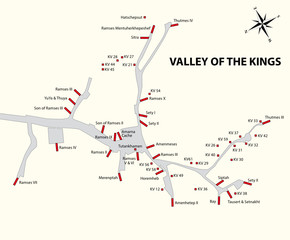 Valley of the Kings map, Egypt