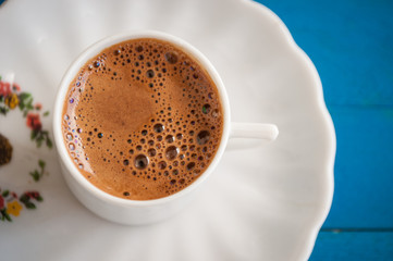greek coffe on a blue table