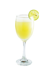 Glass of lime juice isolated on white background