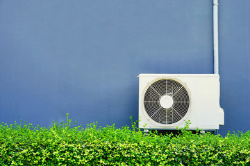 Air compressor installation on pedestal.outdoor.