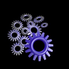 background consisting of gears and arrows.the concept of motion.3D graphics