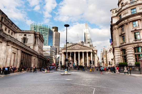 Bank of England, the Royal Exchange in London, the UK.