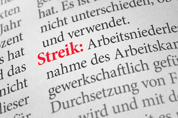 Wörterbuch mit dem Begriff Streik