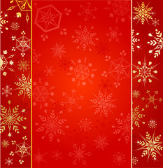 gold snowflakes on red